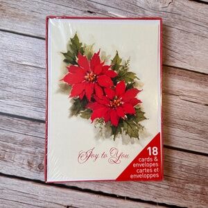 Vintage-Style Poinsettia Christmas Cards – Set of 18 (Sealed!)